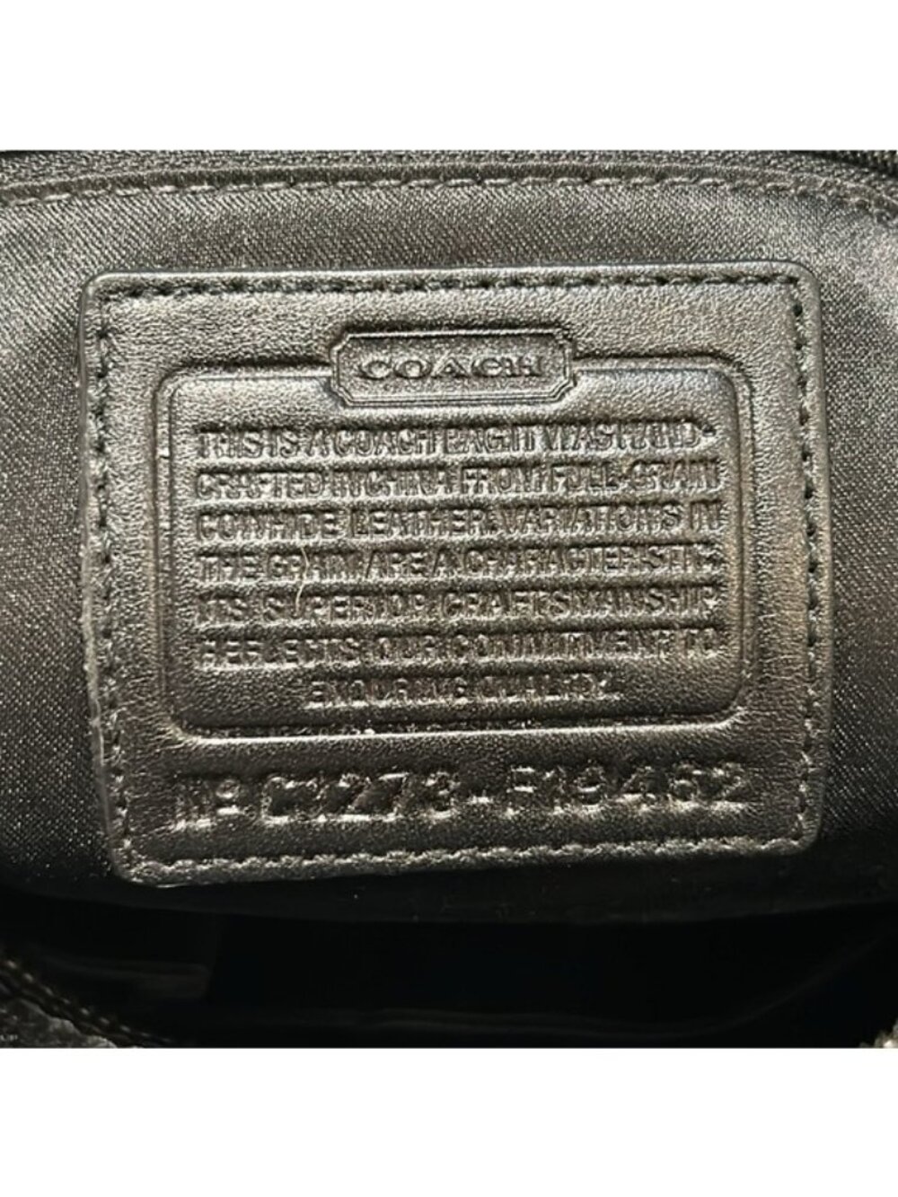 Coach Gallery Embossed Patent Leather Tote Shoulder City Bag Black Y2K - Picture 8 of 16